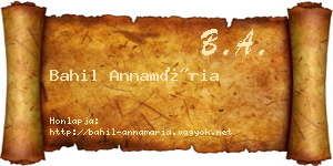 Bahil Annamária névjegykártya
